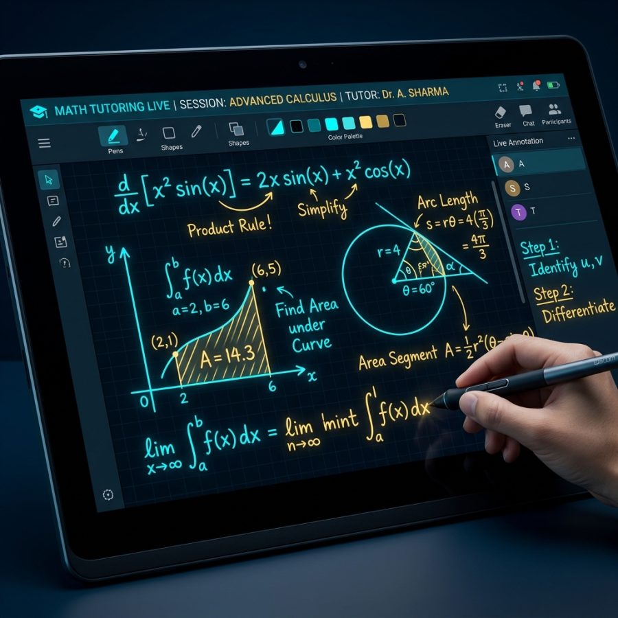 A worked mathematics solution on the shared digital whiteboard
